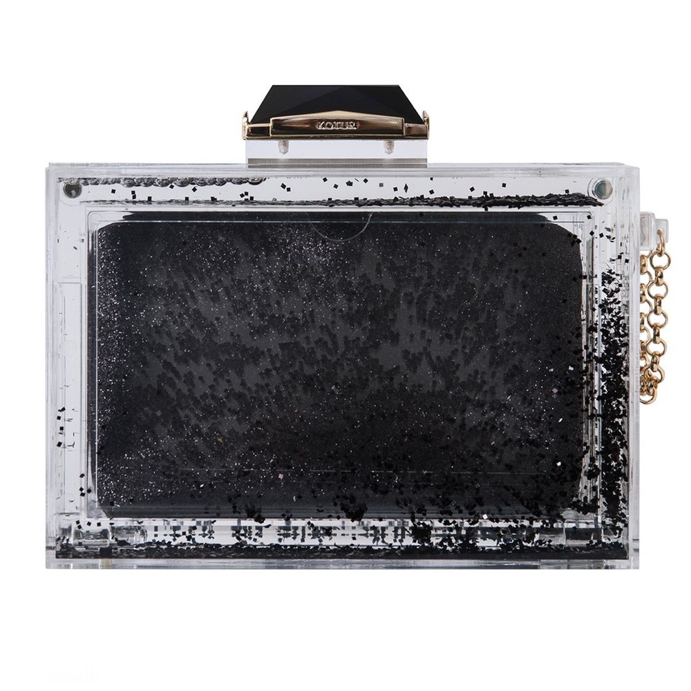 Kotur Black Glitter Globe Clutch Purse NWT